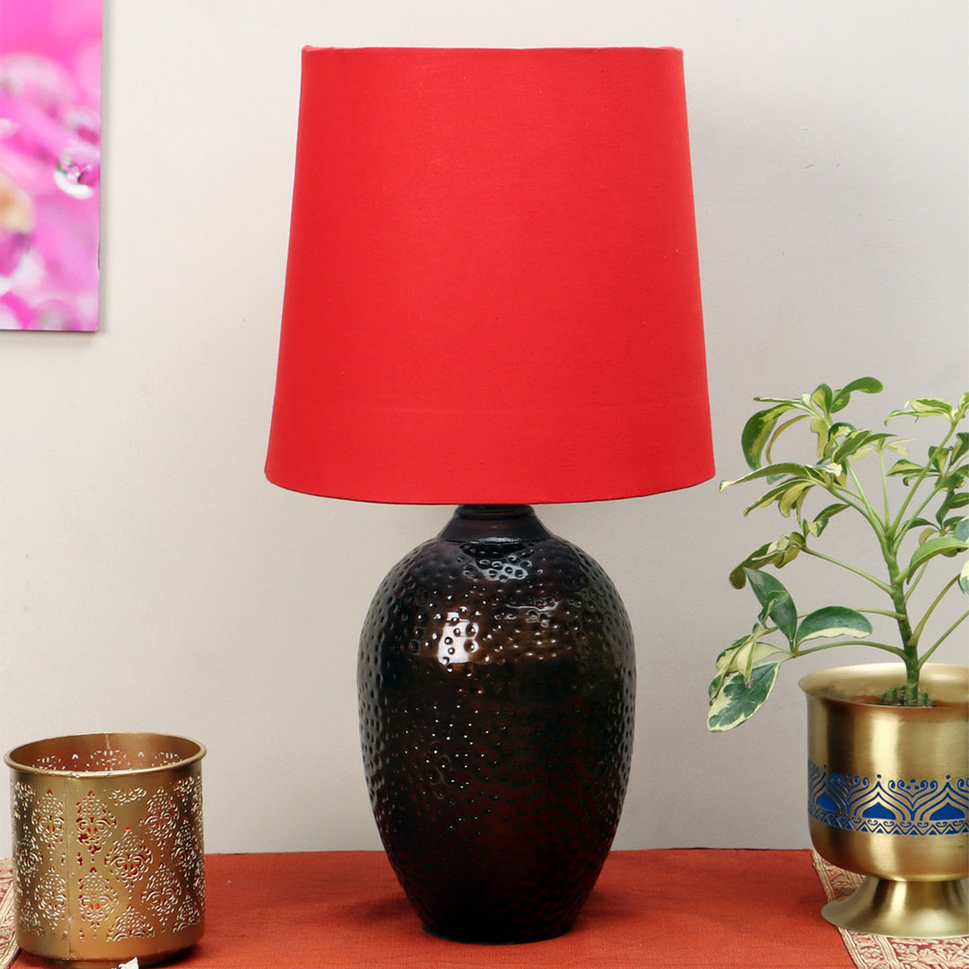 Nalanda Hand-Hammered Metal & Cotton Table Lamp