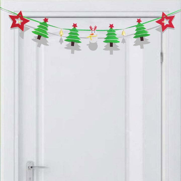 Handmade Snowman & Star Felt Garland/ Bunting For Christmas Door Decoration