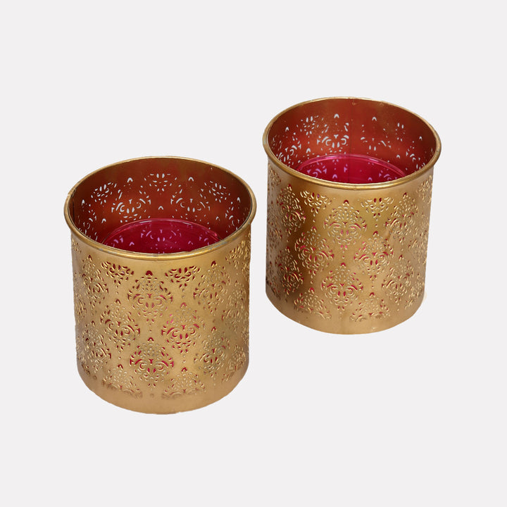 Gandhara Votives with Glass Tealight holder - Set of 2