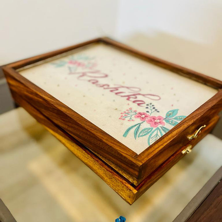 Personalized Sheesham Wood Multi-Use Trinket Jewelry Box
