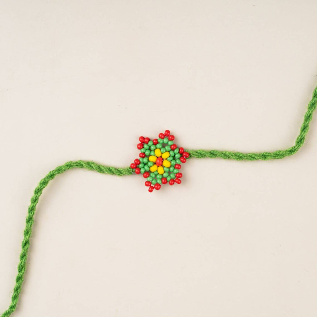 Handcrafted Glass Beads Sitara Rakhi 1 - Close-up of Bead Detail (6)