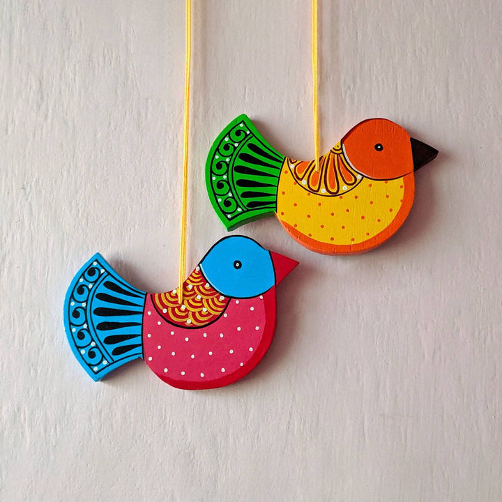 Handpainted Bird String Wall Hangings