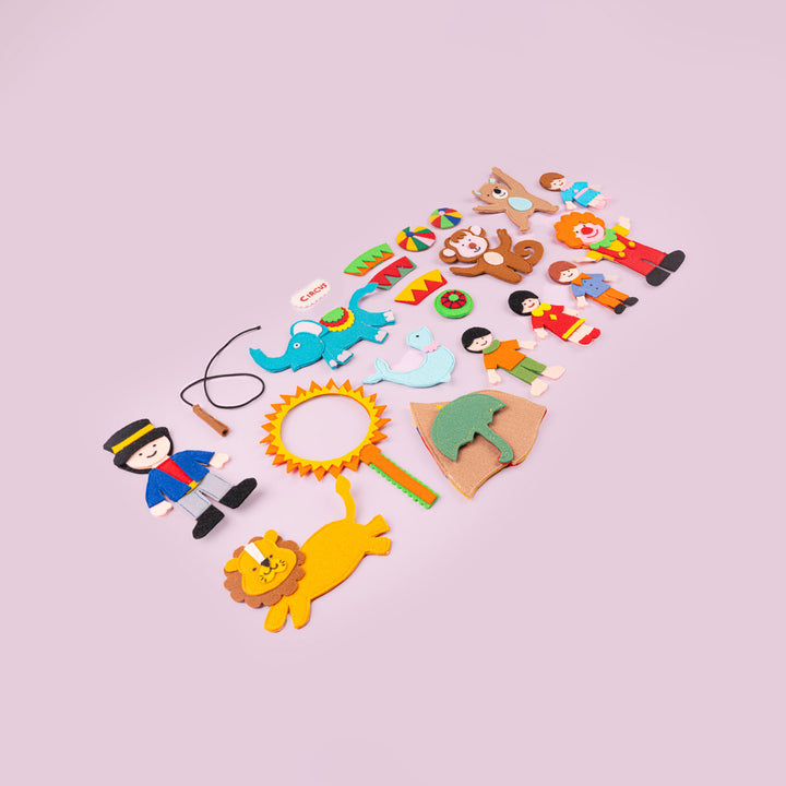 Handcrafted Felt Circus Themed Story Board Playset For Kids