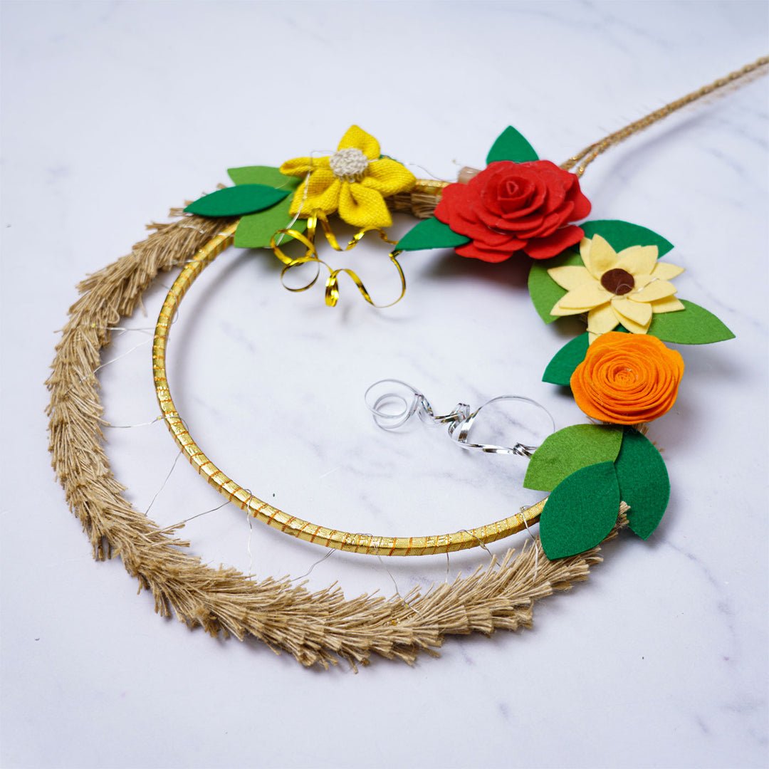 Handmade Floral Jute Wreath For Christmas Door Decoration
