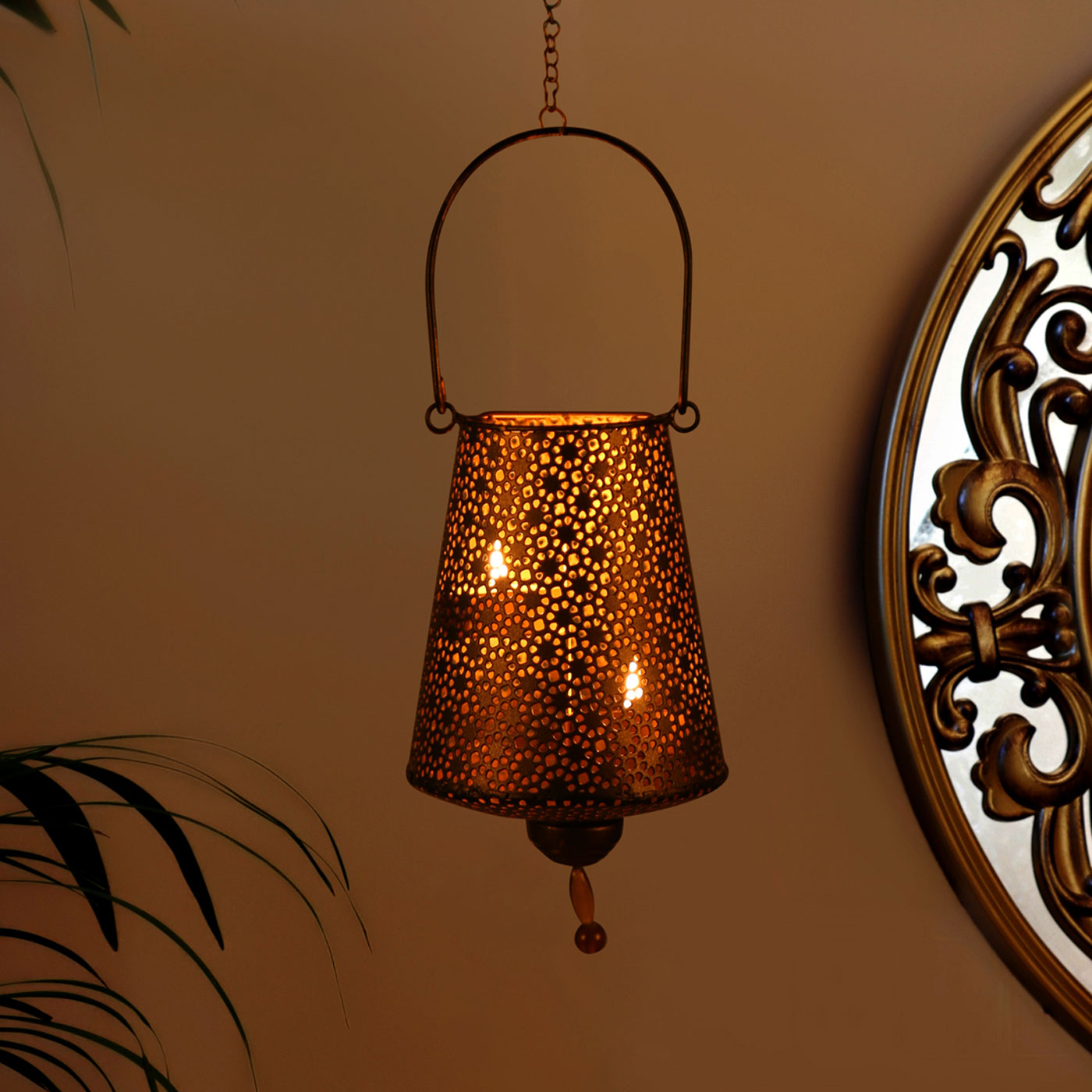 Buy Mysore Golden Goblet Tealight Hanging with Metal Chain Online On Zwende