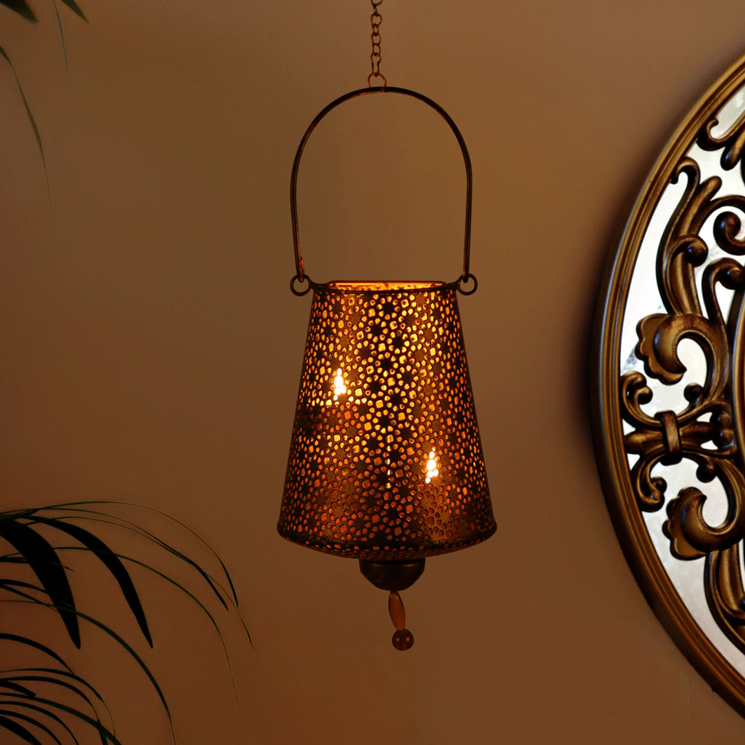 Mysore Golden Goblet Tealight Hanging with Metal Chain