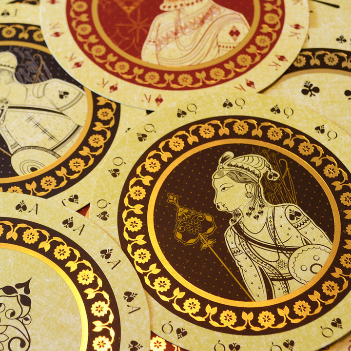 Rajaka I Mughal Ganifa Inspired Circular Playing Cards - Zwende