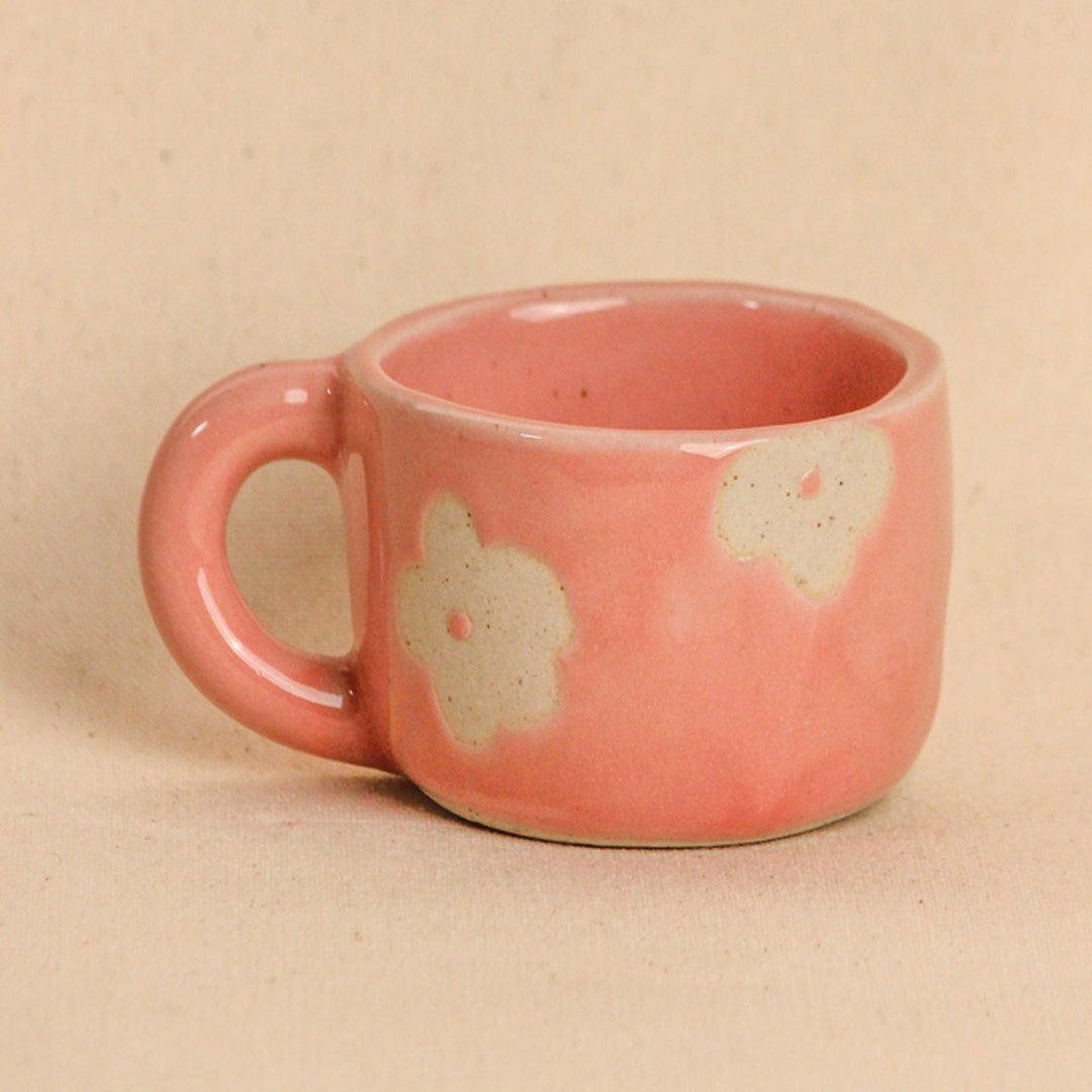 Handpainted Pretty in Pink Ceramic Mugs I Set of 4