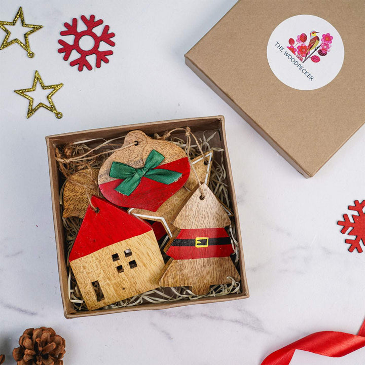 Handmade Assorted Wooden Ornaments For Christmas Tree Decoration