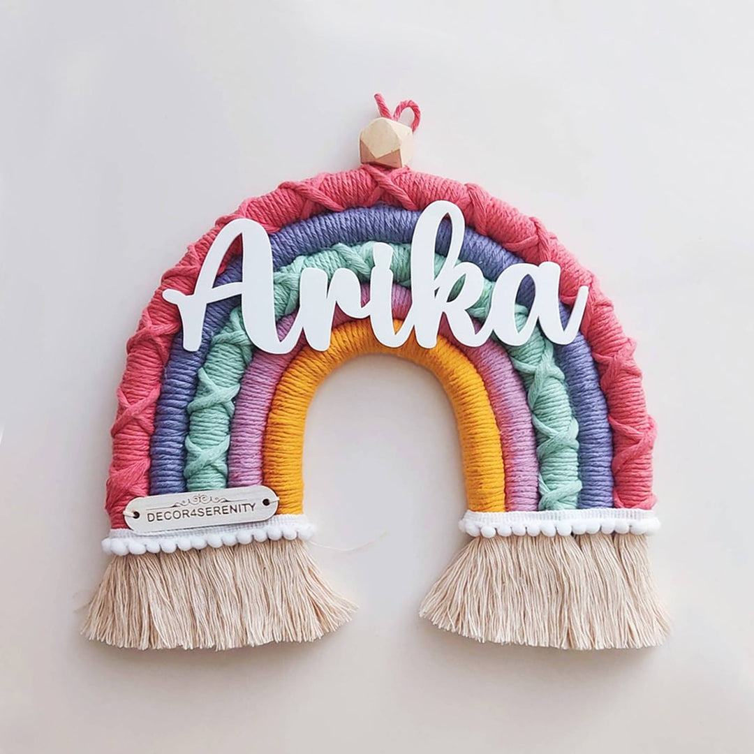 Macrame Rainbow Personalized Kids' Nameplate