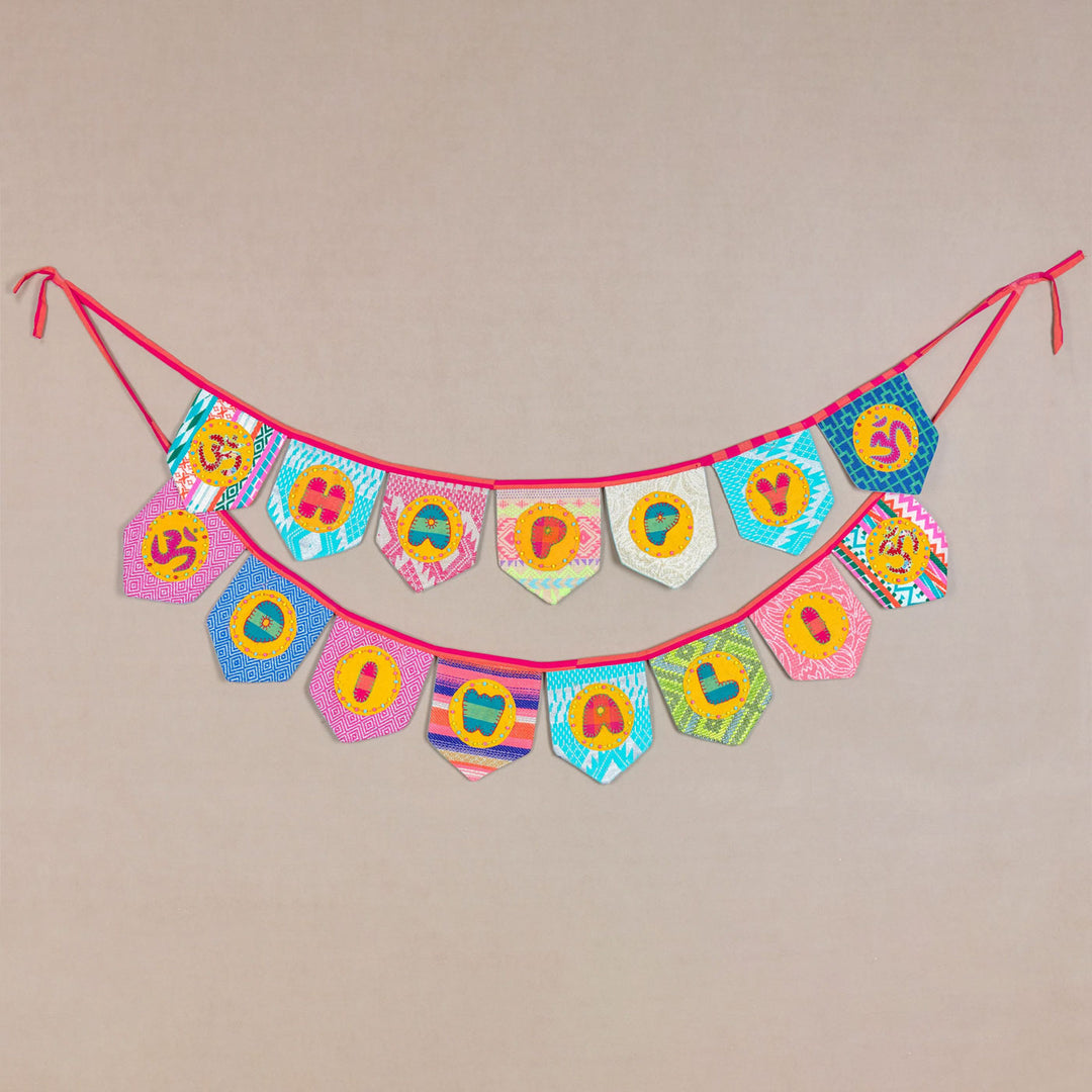 Upcycled Fabric Happy Diwali Buntings