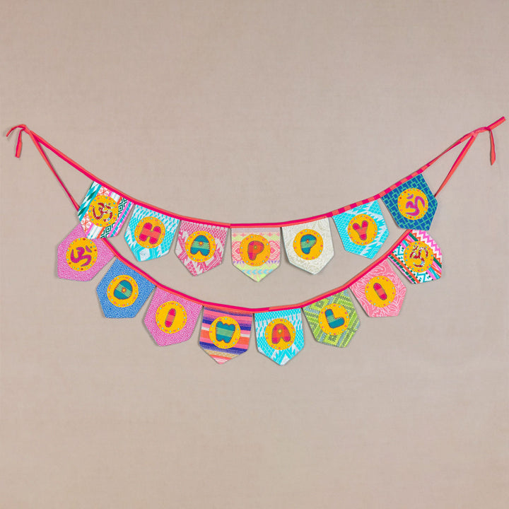 Upcycled Fabric Happy Diwali Buntings