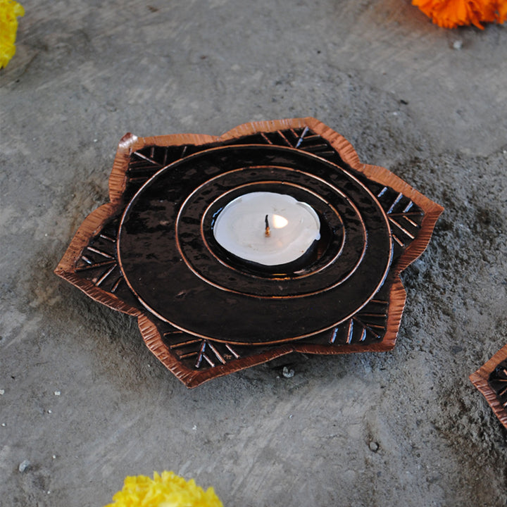 Copper Enamel Tealight Holders I Set of 2