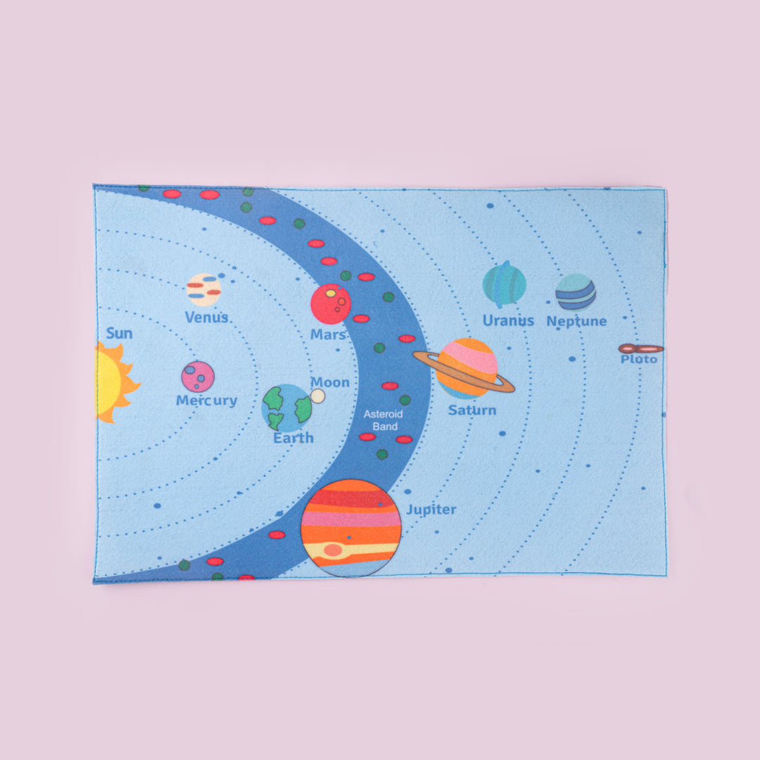 Handcrafted Solar System Playmat With Toys