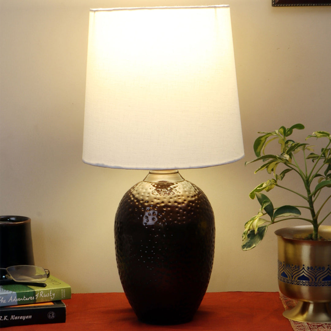 Nalanda Hand-Hammered Metal & Cotton Table Lamp