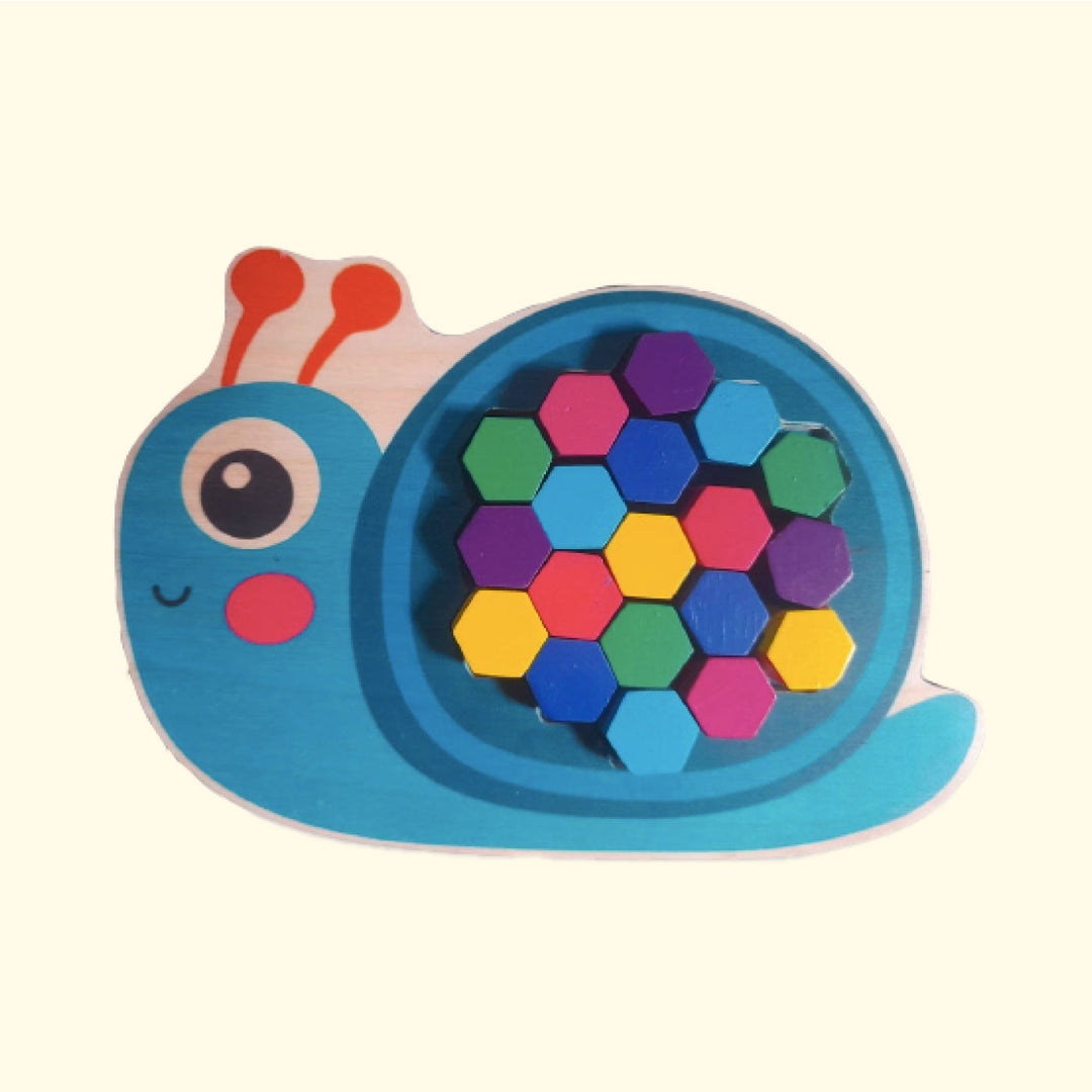 Colourful Wooden Mosaic Snail & Turtle I Set of 2