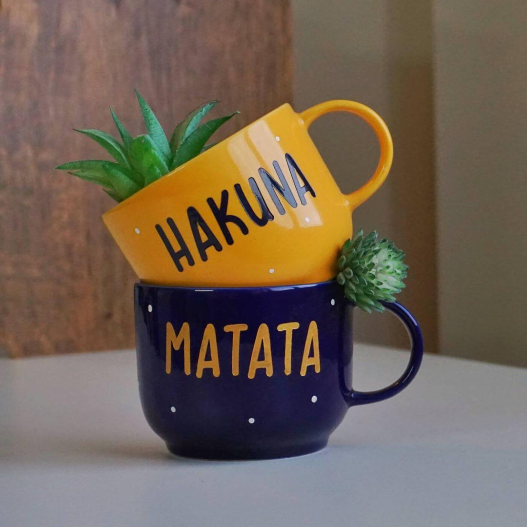 Themed Ceramic Cup Planter Set - Hakuna Matata