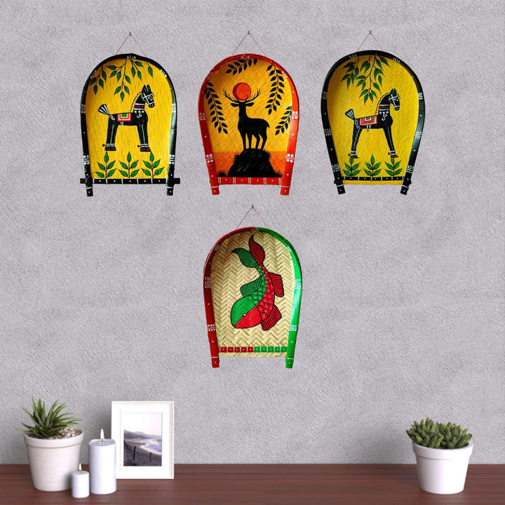 Handpainted Bengali Themed Bamboo Wall Decor