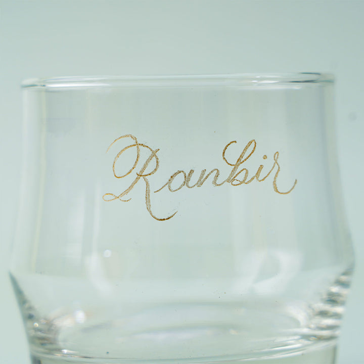 Personalized Ocean Glass with Engraved Calligraphy Lettering