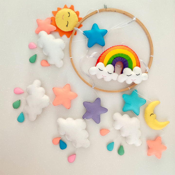 Dreamy Rainbow Theme Felt Crib & Cot Mobile