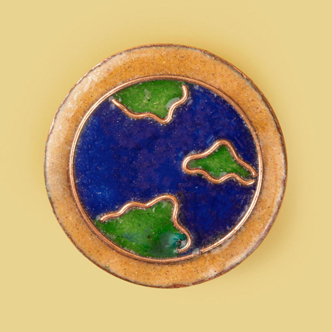 Handmade Copper Enamelled Earthy Lapel Pin