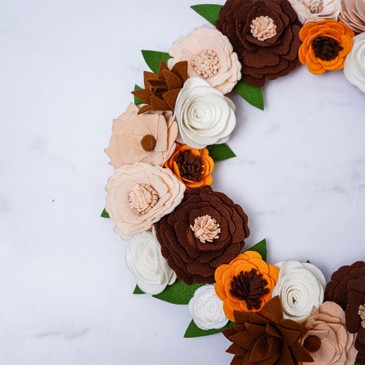 Handmade Floral Felt Wreath For Christmas Door Decoration