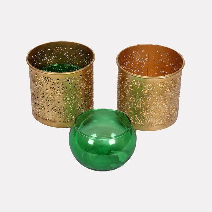 Gandhara Votives with Glass Tealight holder - Set of 2