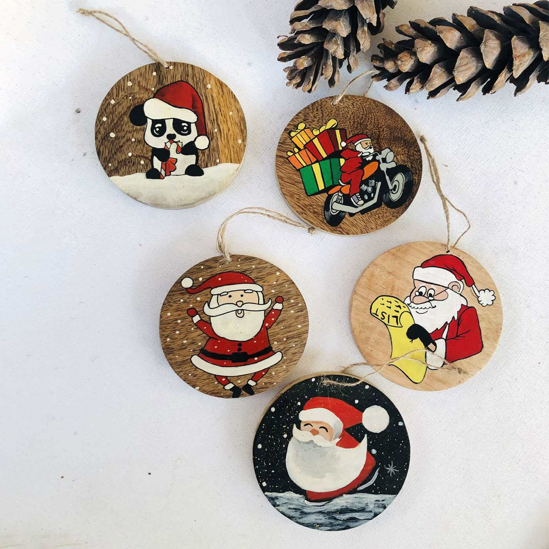 Hand-Painted Panda Wooden Ornaments For Christmas Tree Decoration