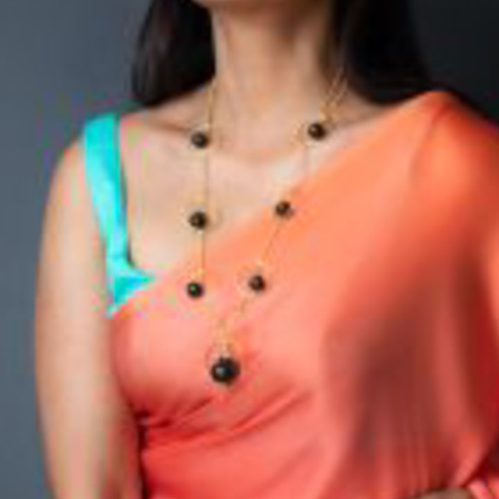 Contemporary Ring Design Long Necklace | 22K Gold Plated