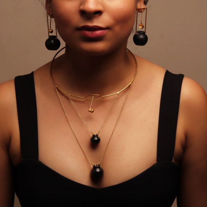 Multilayered Pot Design Handmade Choker Necklace | 22K Gold Plated