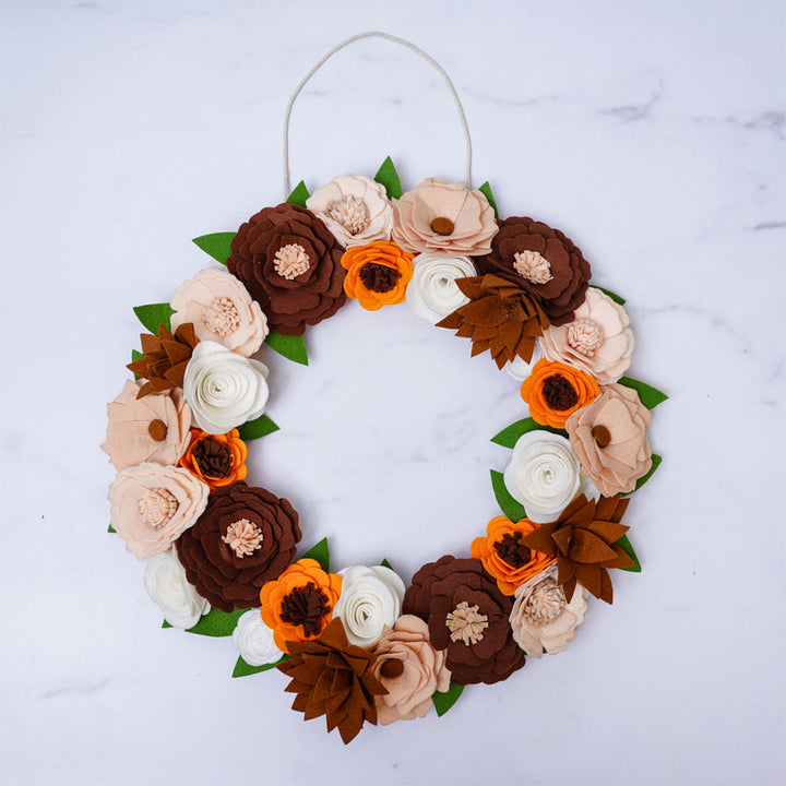 Handmade Floral Felt Wreath For Christmas Door Decoration