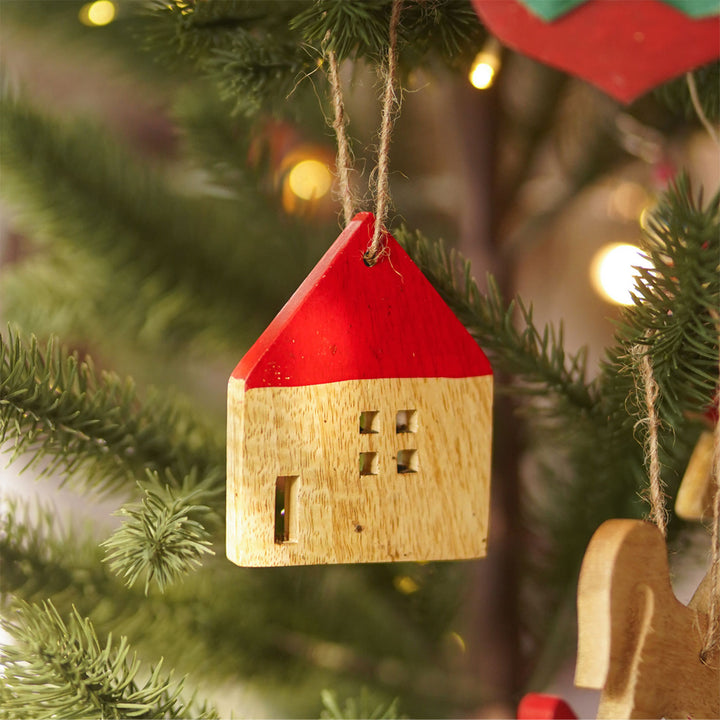 Handmade Assorted Wooden Ornaments For Christmas Tree Decoration