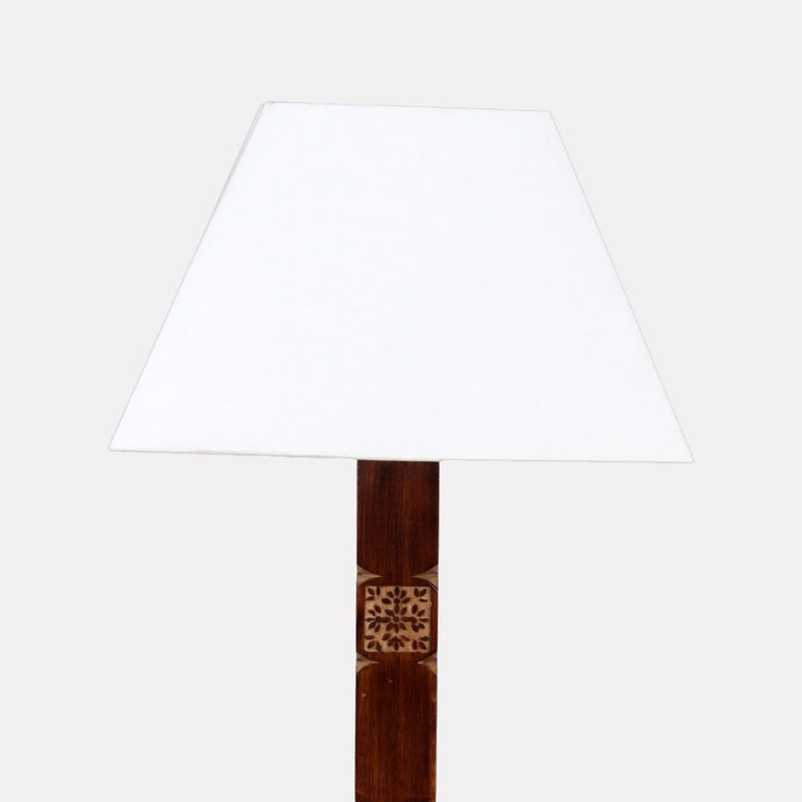 Amogh Hand-Carved Mango Wood & Jute Floor Lamp