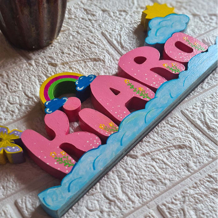 Handcrafted Personalized Rainbow Themed 3D Name Block For Kids