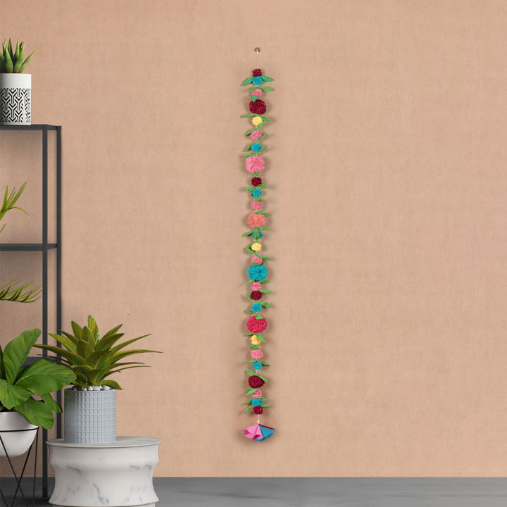 Upcycled Fabric Pom-pom & Beads Festive Hangings