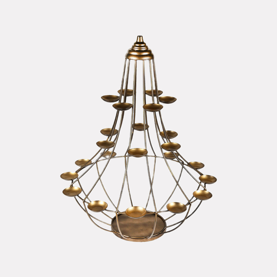 Ektara Gold Finish 24 Tealights Holder Stand