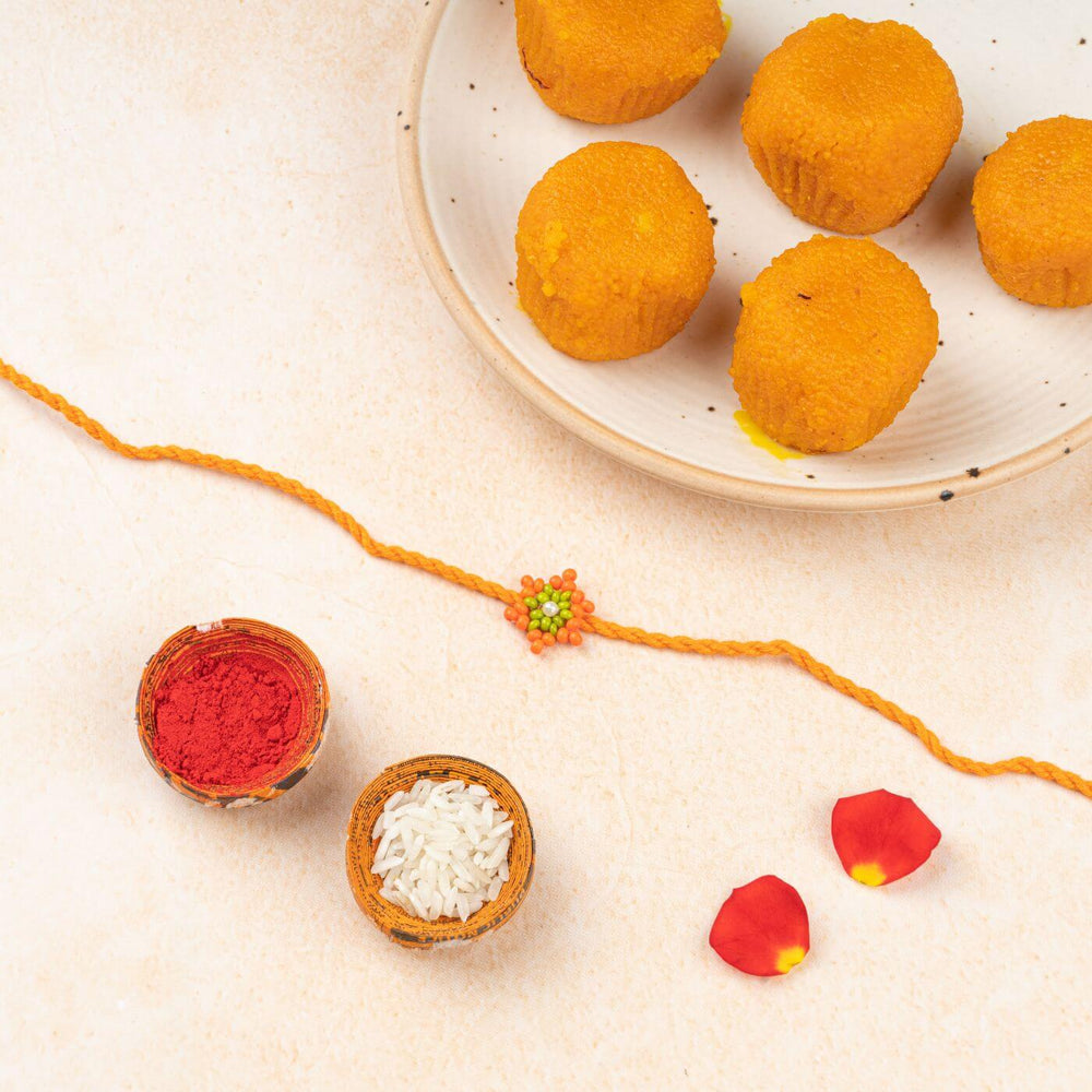 Handcrafted Glass Beads Tara Rakhi 6 - Rakhi with traditional items