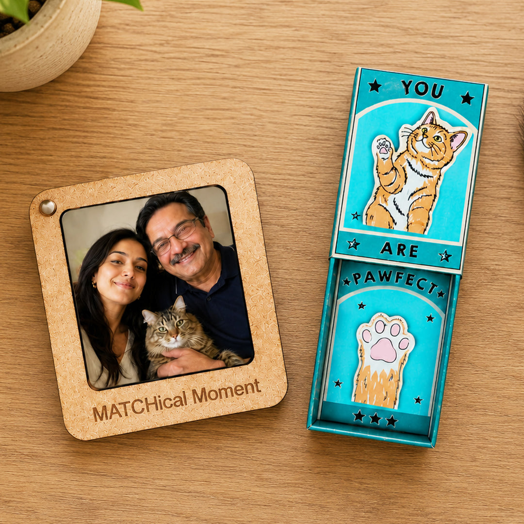 Personalised Father’s Day Gift for Cat Dad Magnet Combo Set
