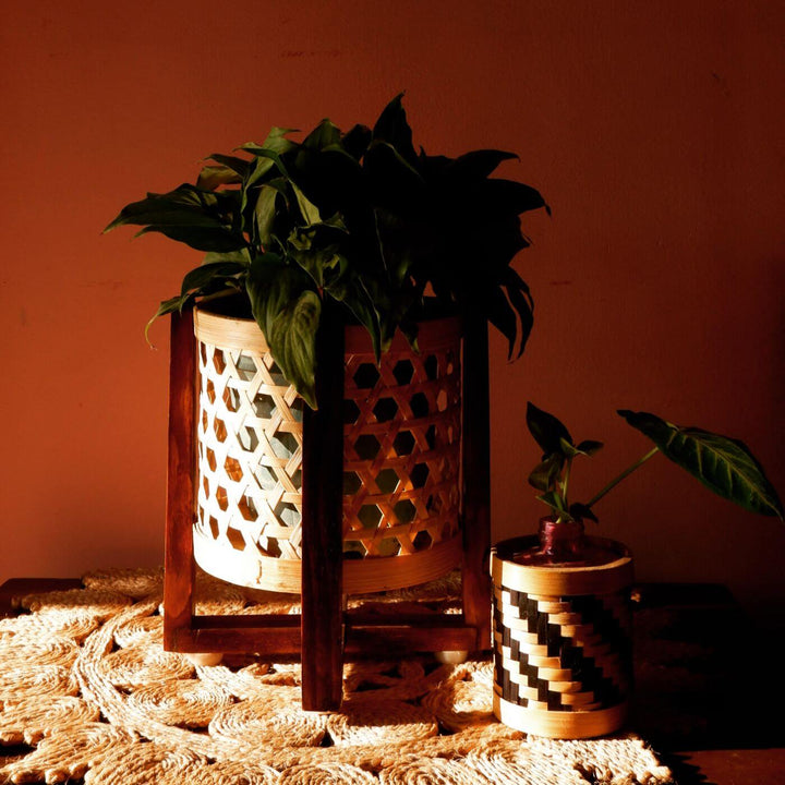 Handcrafted Classic Bamboo Planter With Stand