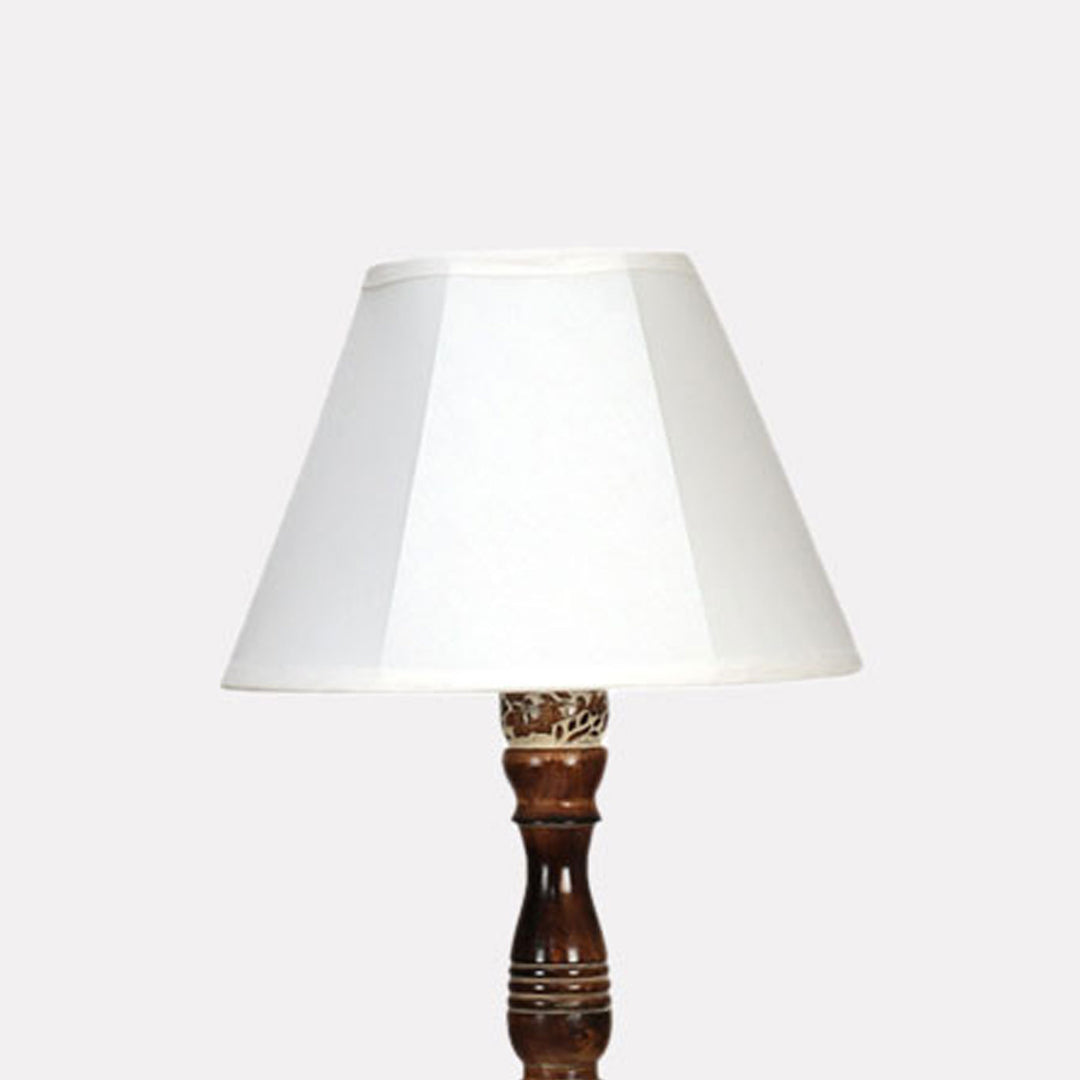 Chinar Hand-Carved Mango Wood & Cotton Floor Lamp