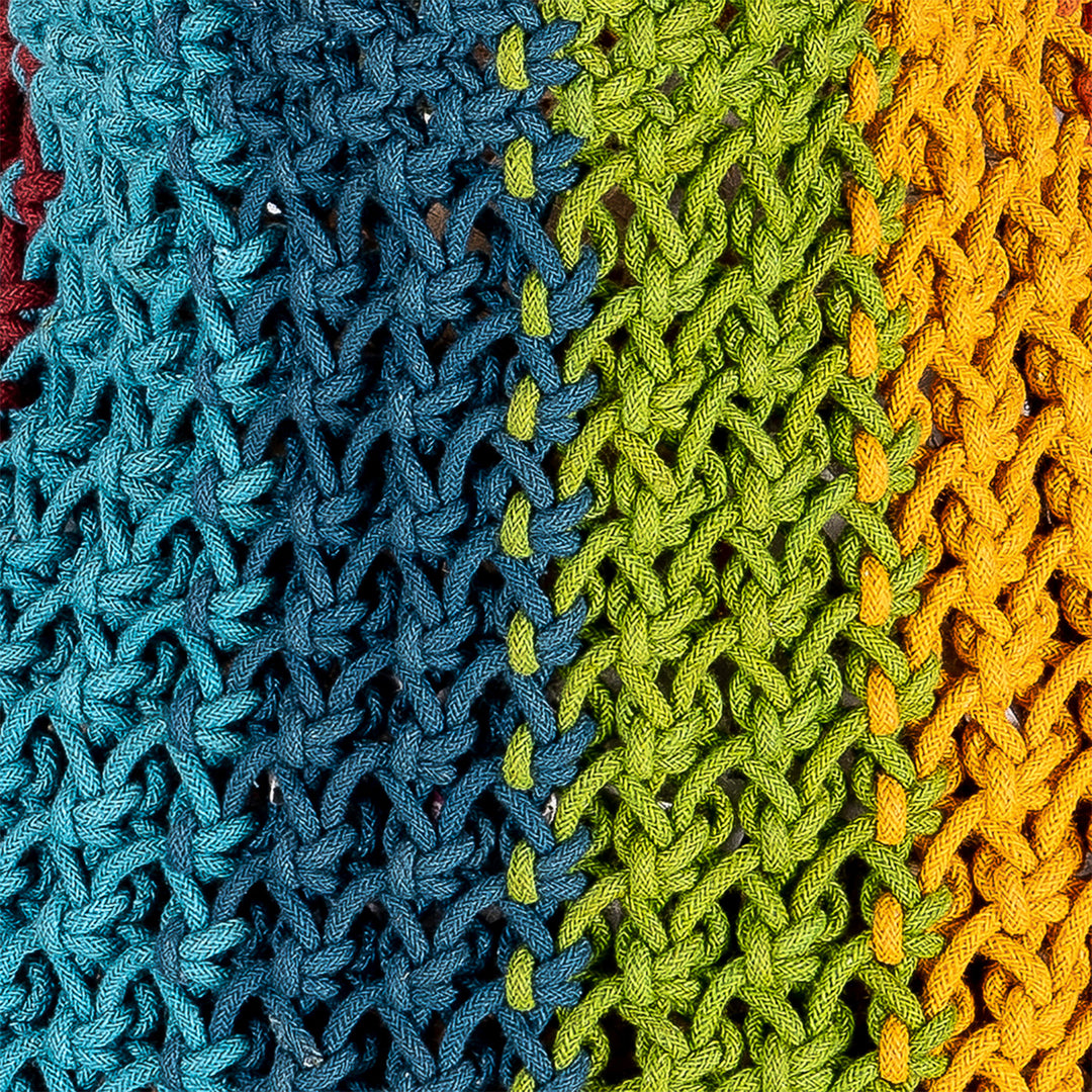 Hand-Knotted Macrame Multicolor Maya Striped Tote Bag