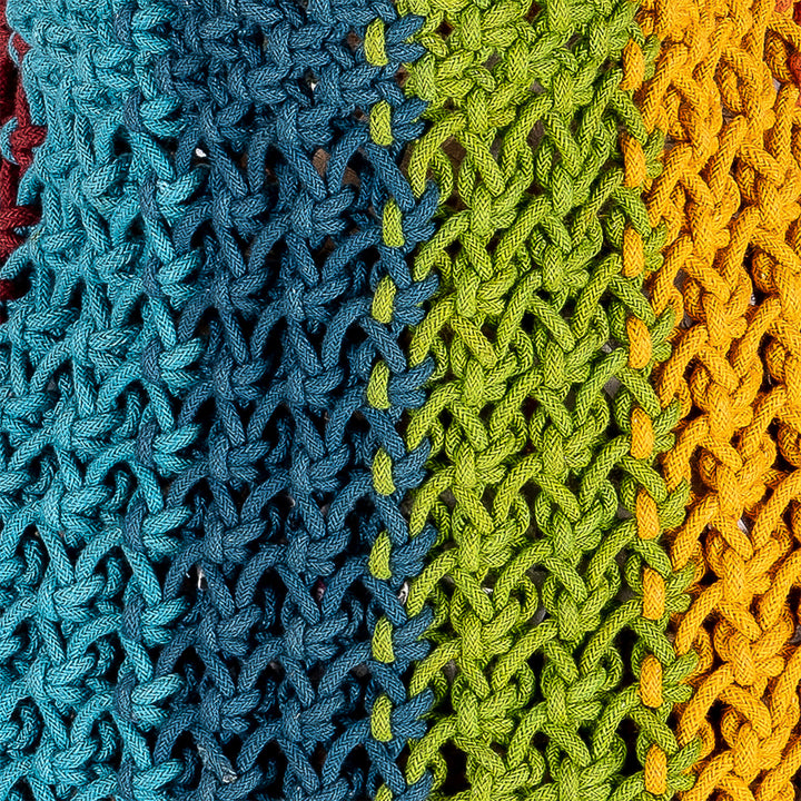 Hand-Knotted Macrame Multicolor Maya Striped Tote Bag