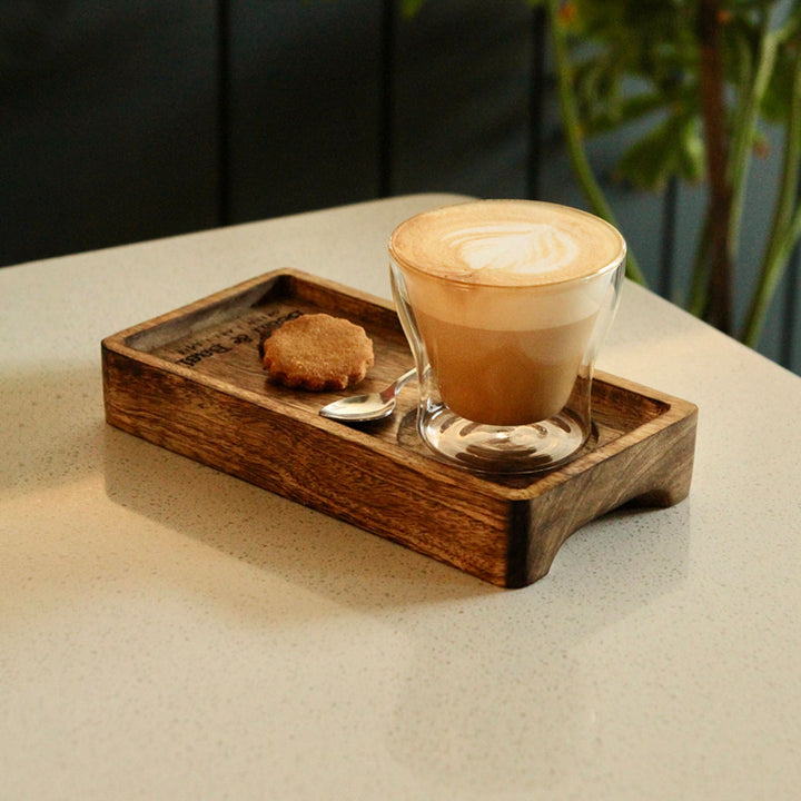 Seasoned Mango Wood Cup Holder & Cookie Tray