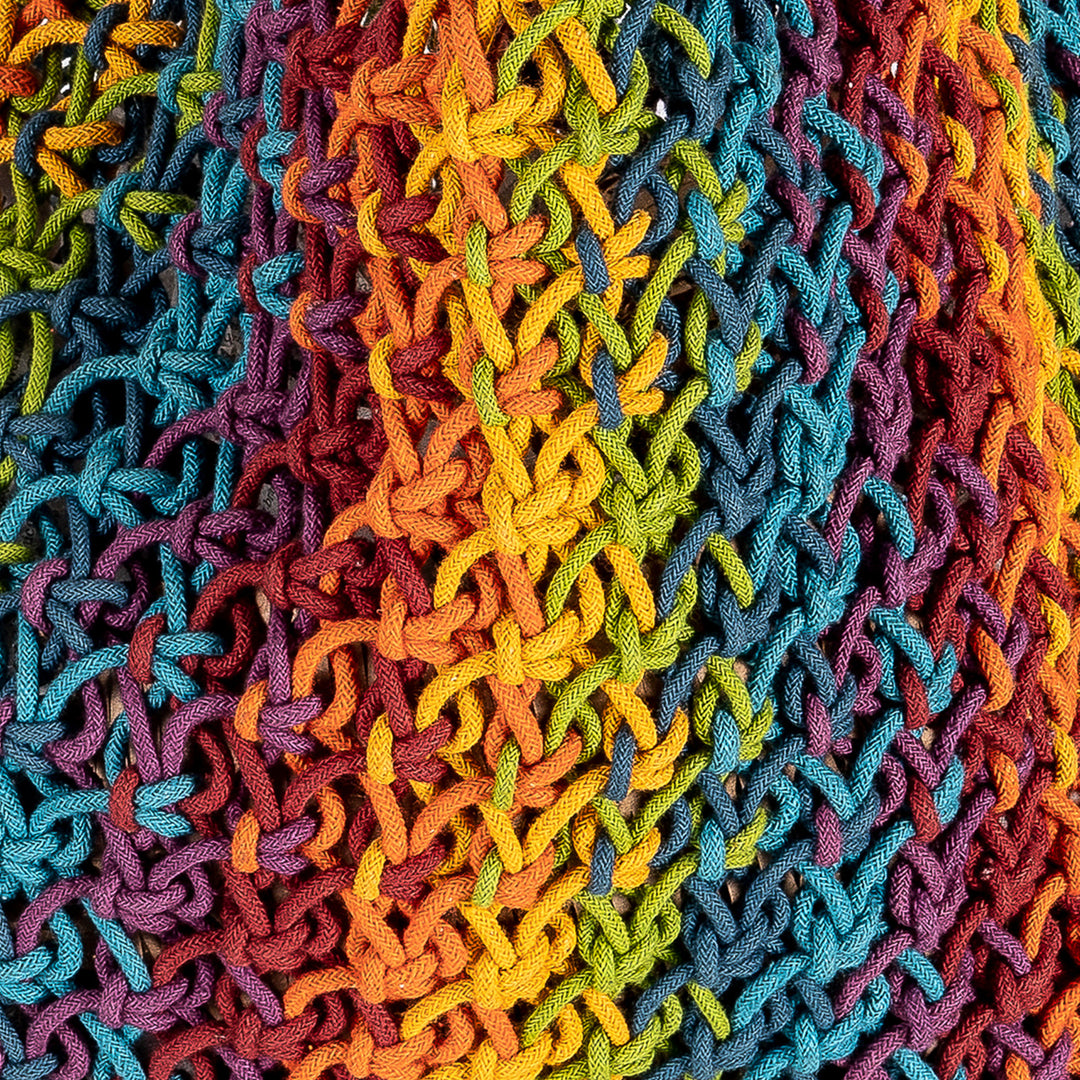 Hand-Knotted Macrame Multicolor Maya Blended Striped Tote Bag