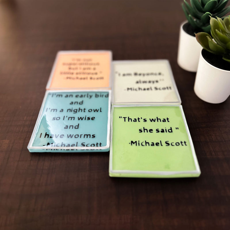 The Office Themed Resin Coasters - Set of 4