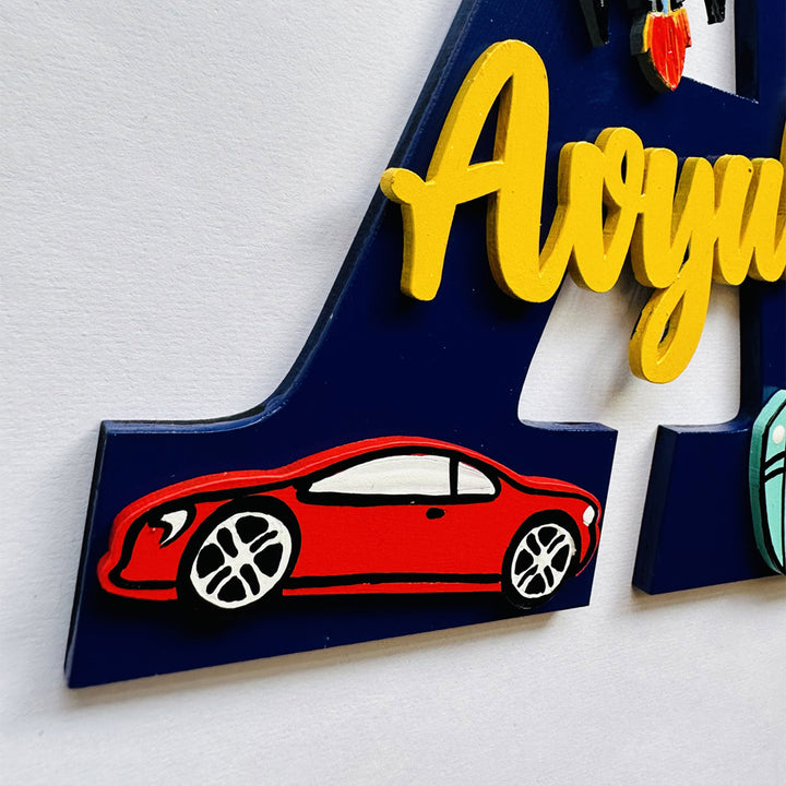 Handcrafted Personalized Kids Transportation Themed Monogram MDF Nameplate