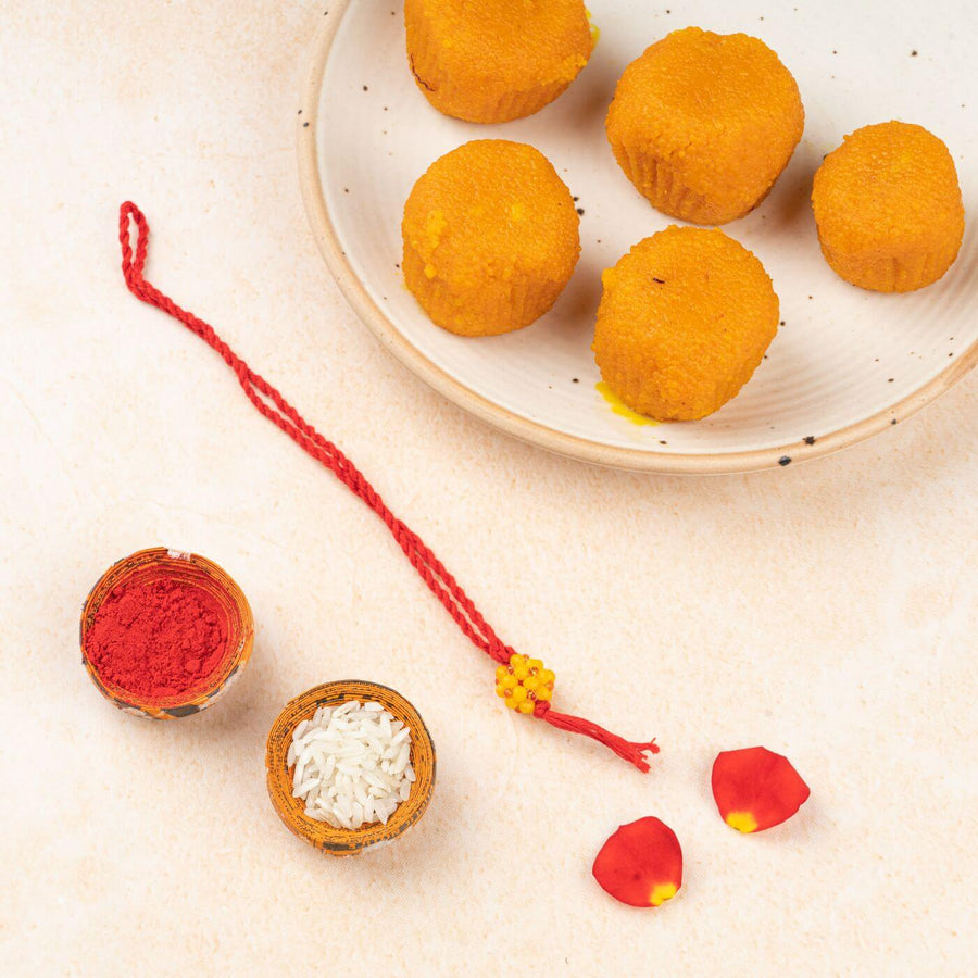 Handcrafted Glass Beads Lumba Rakhi 1 - Rakhi with traditional ingredients