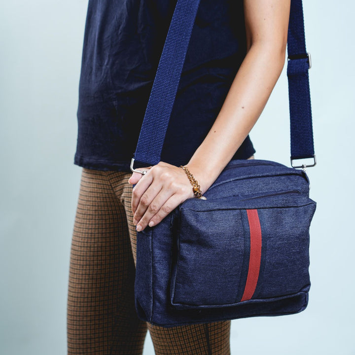 Handcrafted Upcycled Denim Crossbody Unisex Sling Bag