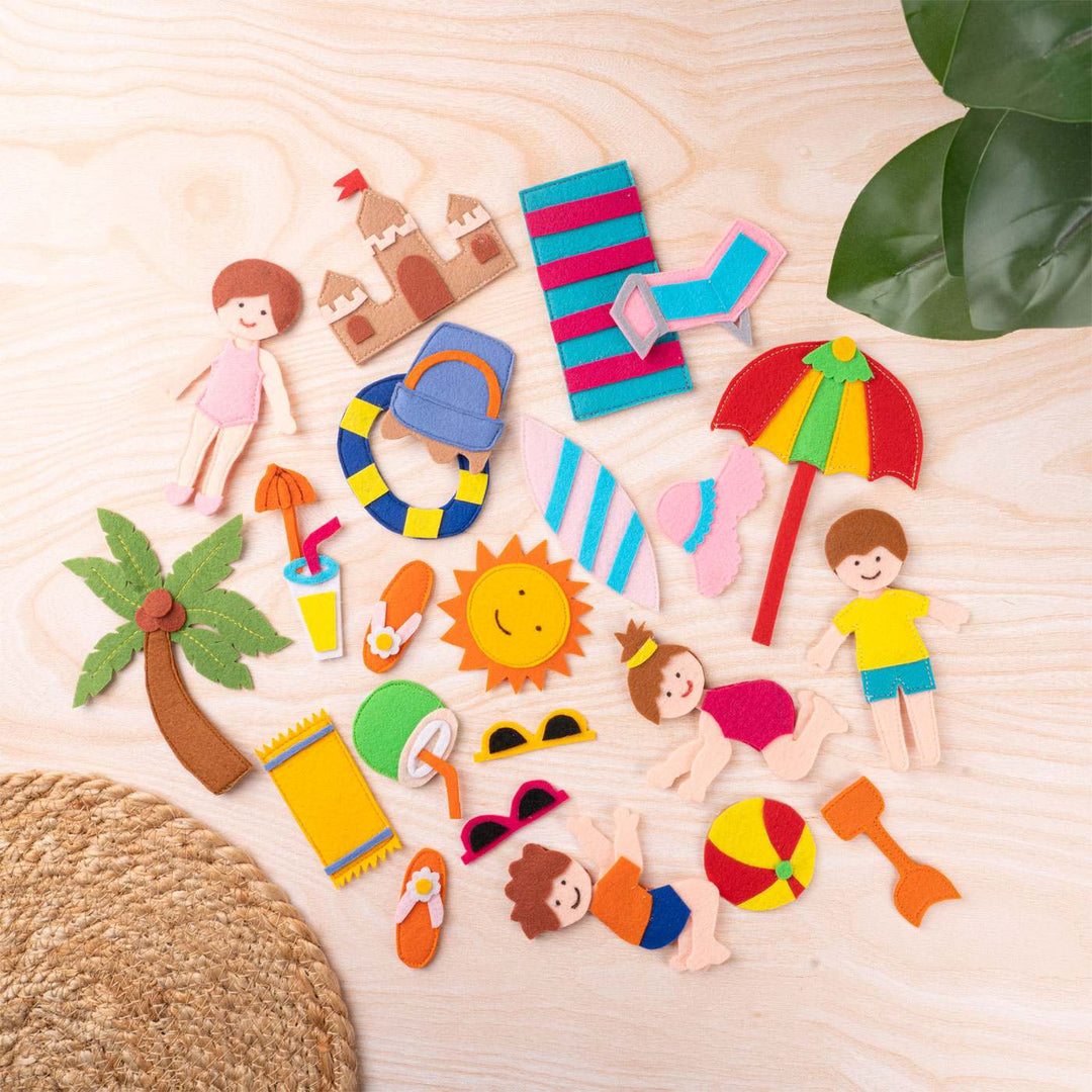 Handcrafted Felt Beach Themed Story Board Playset For Kids