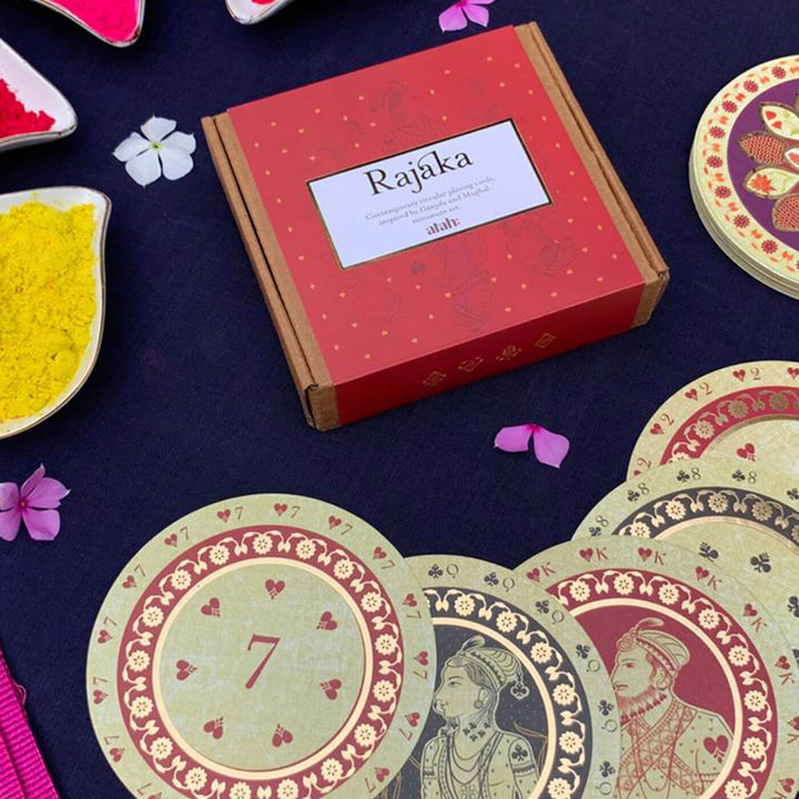 Rajaka I Mughal Ganifa Inspired Circular Playing Cards - Zwende